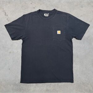 Carhartt Faded Navy Blue T Shirt Size Small Vintage Look Loose Fit Workwear